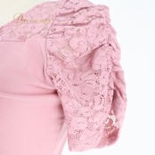 社交ダンス 衣装 トップス ブラウス ピンク系 チャコット Chacott シンプル 花柄 レース 伸縮 ストレッチ 練習 レッスン 半袖 くすみピンク かわいい 上品 淡い ダンス衣装 パーティー