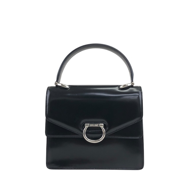 CELINE セリーヌ ハンドバッグ ブラック ダブルフラップ vintage ヴィンテージ オールド d42xw6