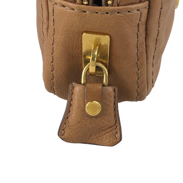 PRADA プラダ ショルダーバッグ ブラウン フロントロック レザー チェーン vintage ヴィンテージ オールド gkm4zp