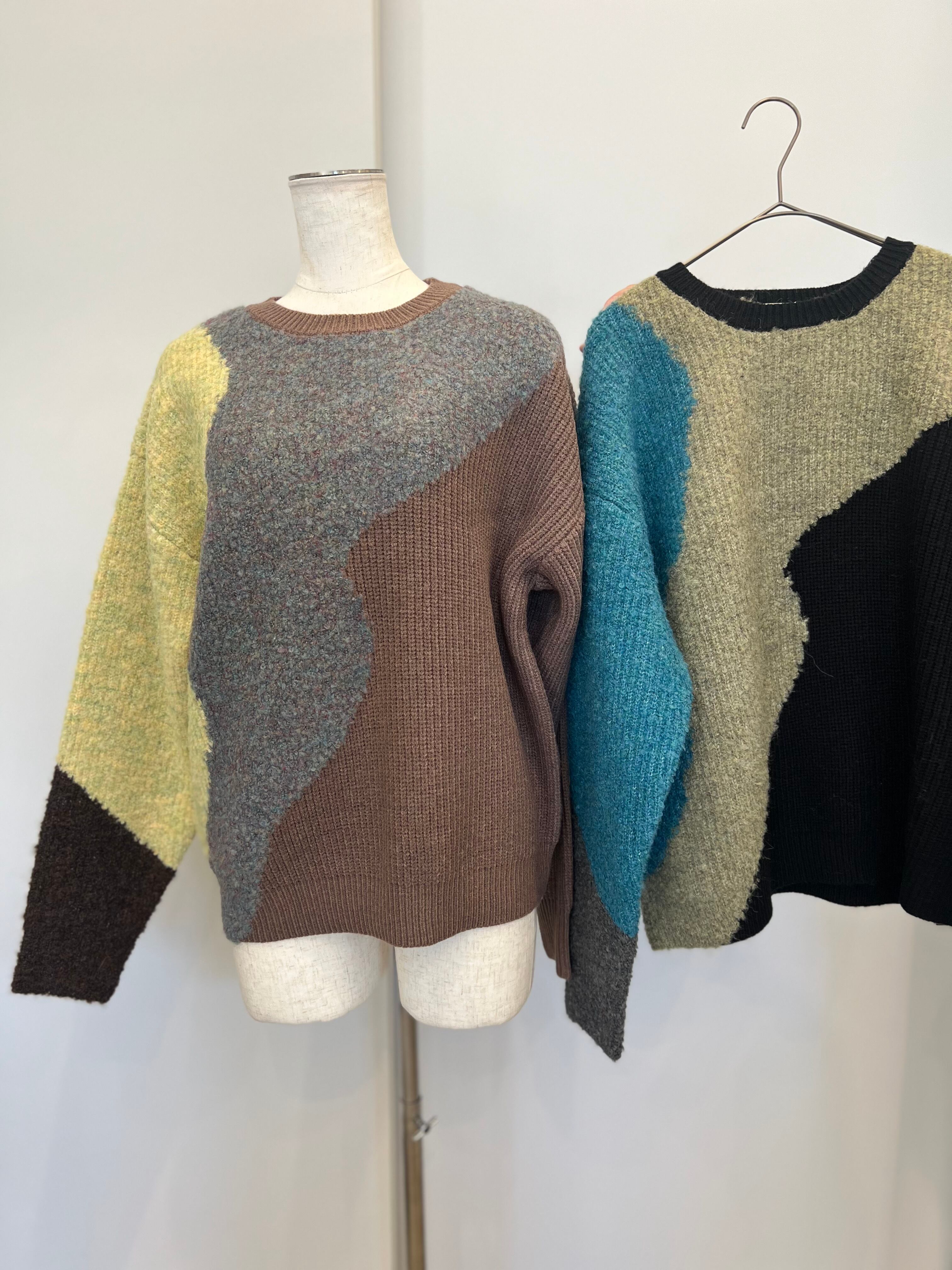 【SELECT】ランダムカラーブロックニット　29-0452