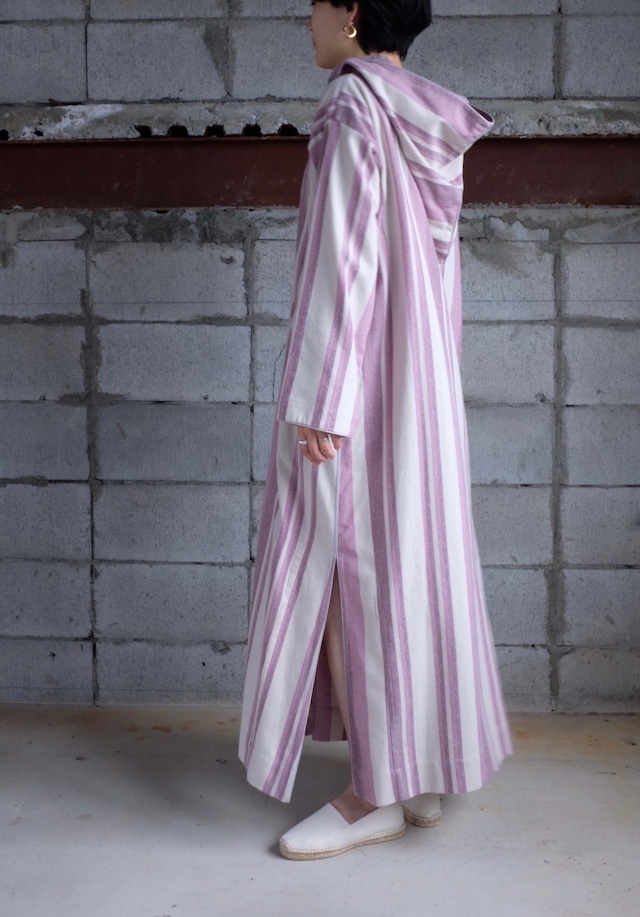 [WRYHT] CONE HOODED MAXI TUNIC ROSE STRIPE