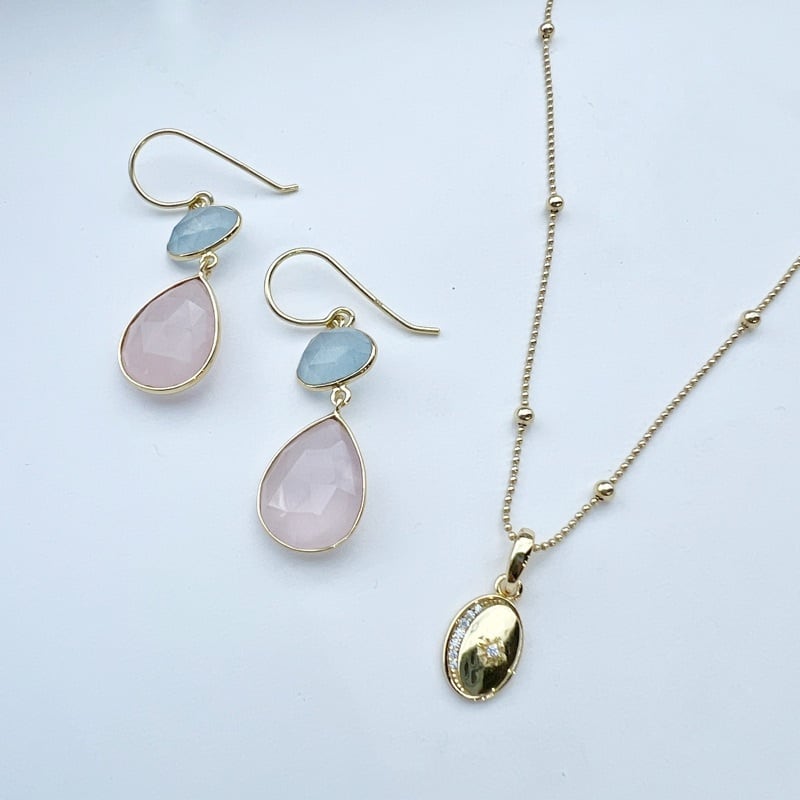 BOLELO』ローズクォーツ♡【スカーゲン】 シルバー フックピアス