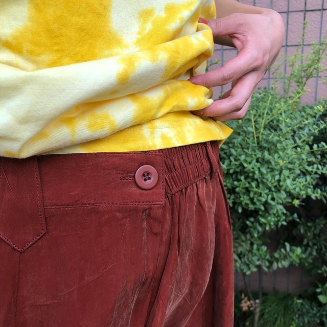 Terracotta fake suède long skirt