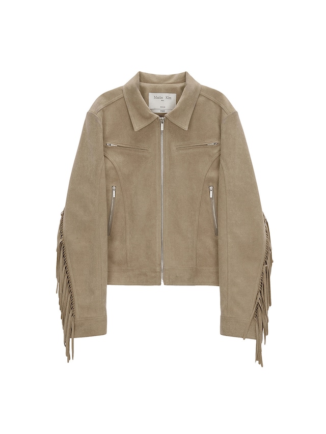 [Matin Kim] FRINGE SUEDE JACKET FOR WOMEN IN BEIGE 正規品 韓国ブランド 韓国ファッション 韓国代行 マーティンキム matinkim