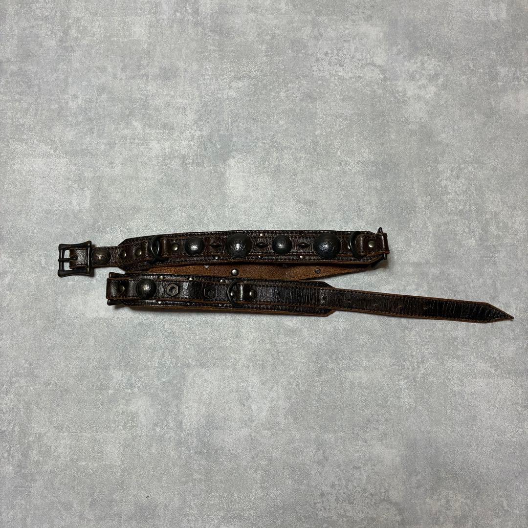 14th addiction レザーベルト コイン スタッズ ヴィンテージ加工 | CHASE