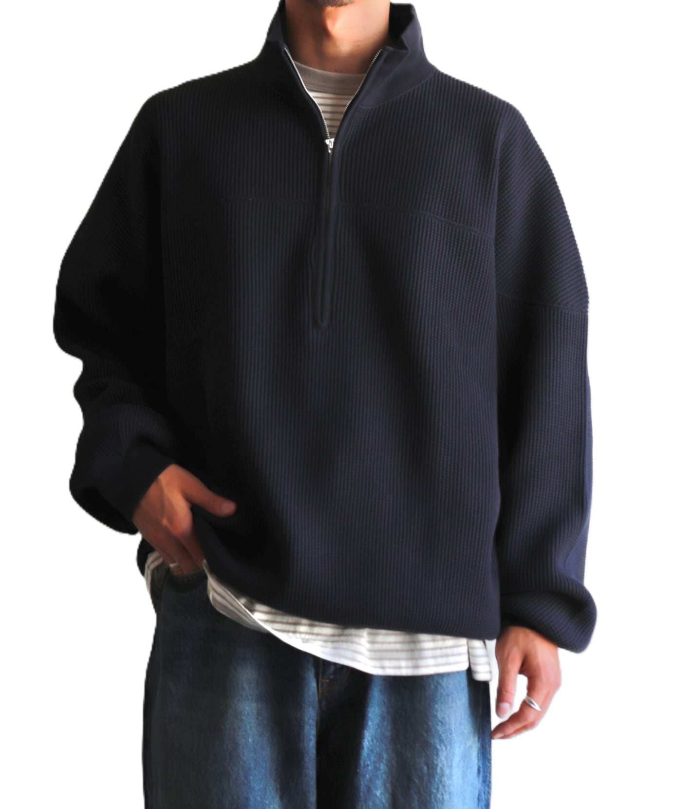 UNIVERSAL PRODUCTS. / 253-60105 WAFFLE FOOTBALL HALF ZIP SWEAT