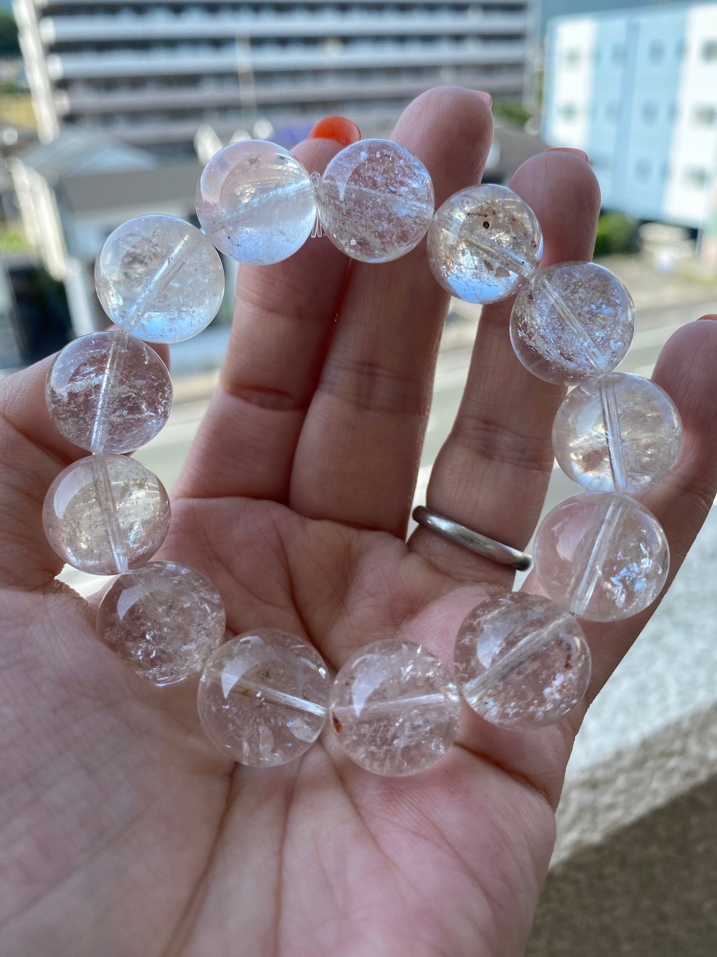 【美品,大玉,希少】ホワイトラダーインアイリスクォーツ　１８㎜　ブレスレット アクセサリー 【美品,大玉,希少】ホワイトラダーインアイリスクォーツ