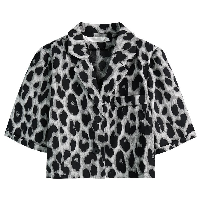 トップス シャツ サマー薄手ルーズショートスタンダードレオパード レトロ 夏物 1号婦人51954242675