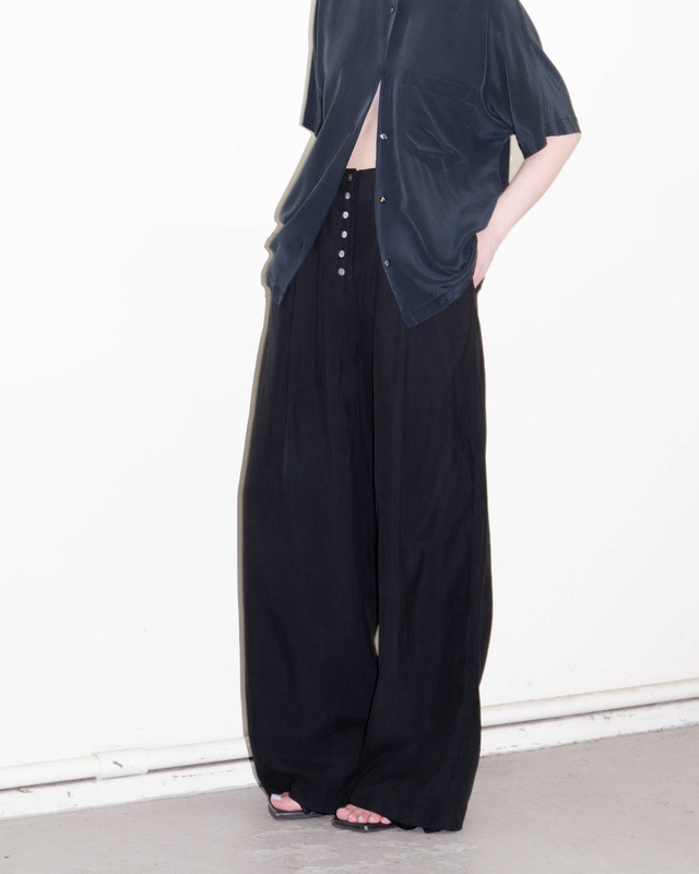 1990s high waist wide-straight silk trousers