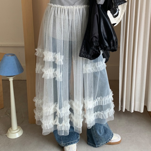 tulle sheer camisole one piece　J00314