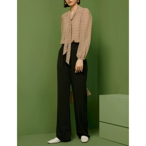 ボウタイ 長袖 幾何学柄 ブラウス W01454