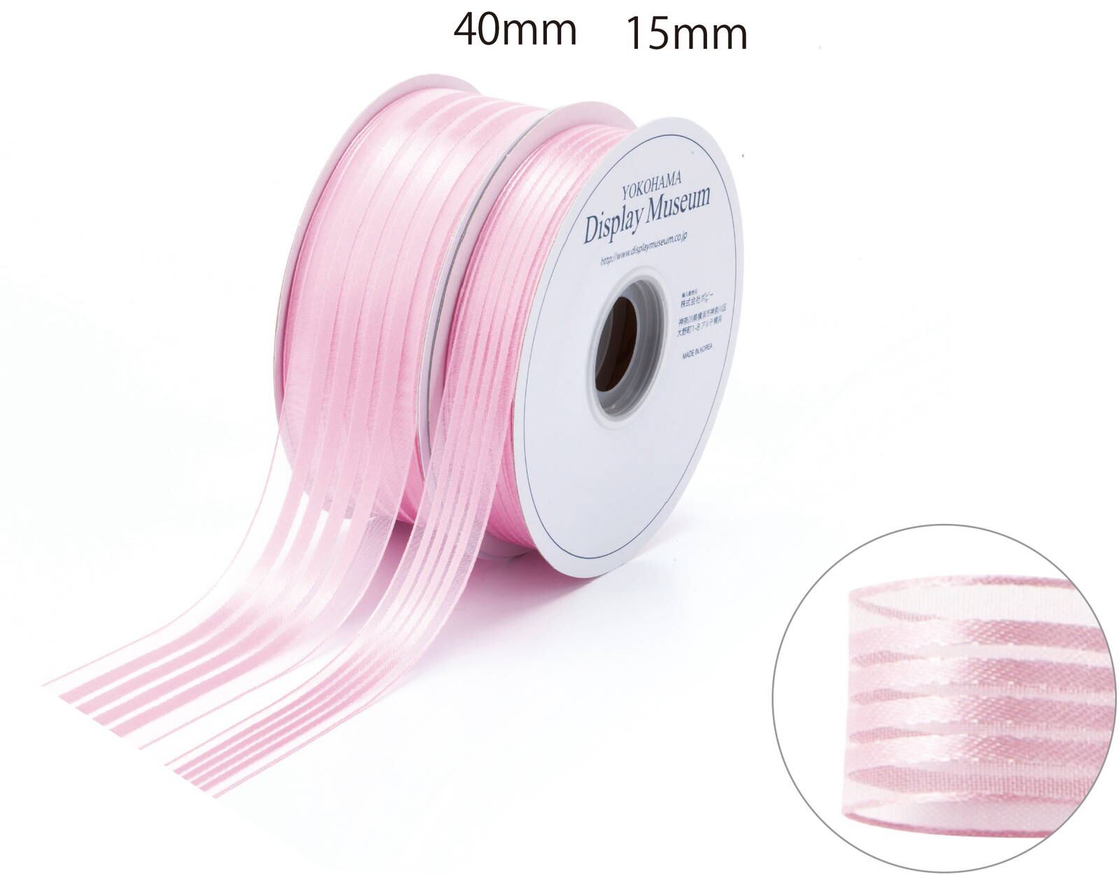 オーガンジーサテンストライプ４０ミリ　ピンク系　MRK-0016R/P　4961823732539　リボン > 定番リボン