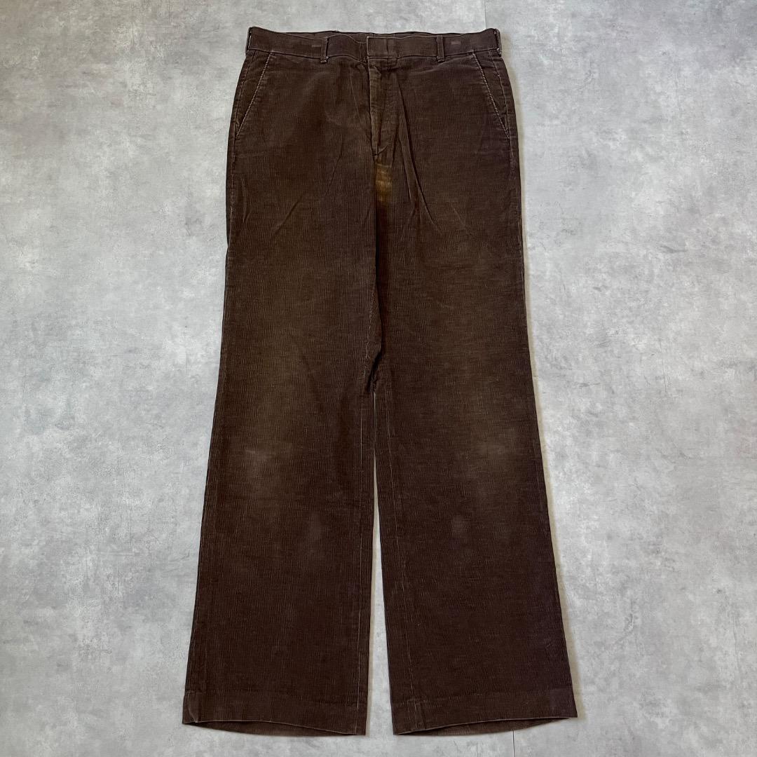 リーバイス W34 コーデュロイ アクションスラックス 70s USA 古着 茶