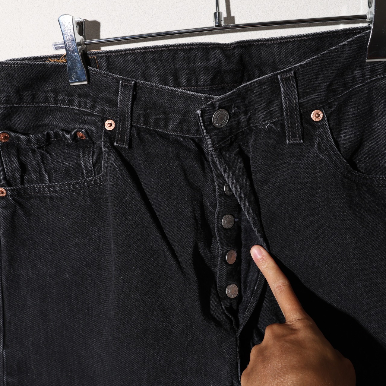 美品 38×30 501-0660 USA 97年 サルファーブラックデニムパンツ Levi’s リーバイス 黒