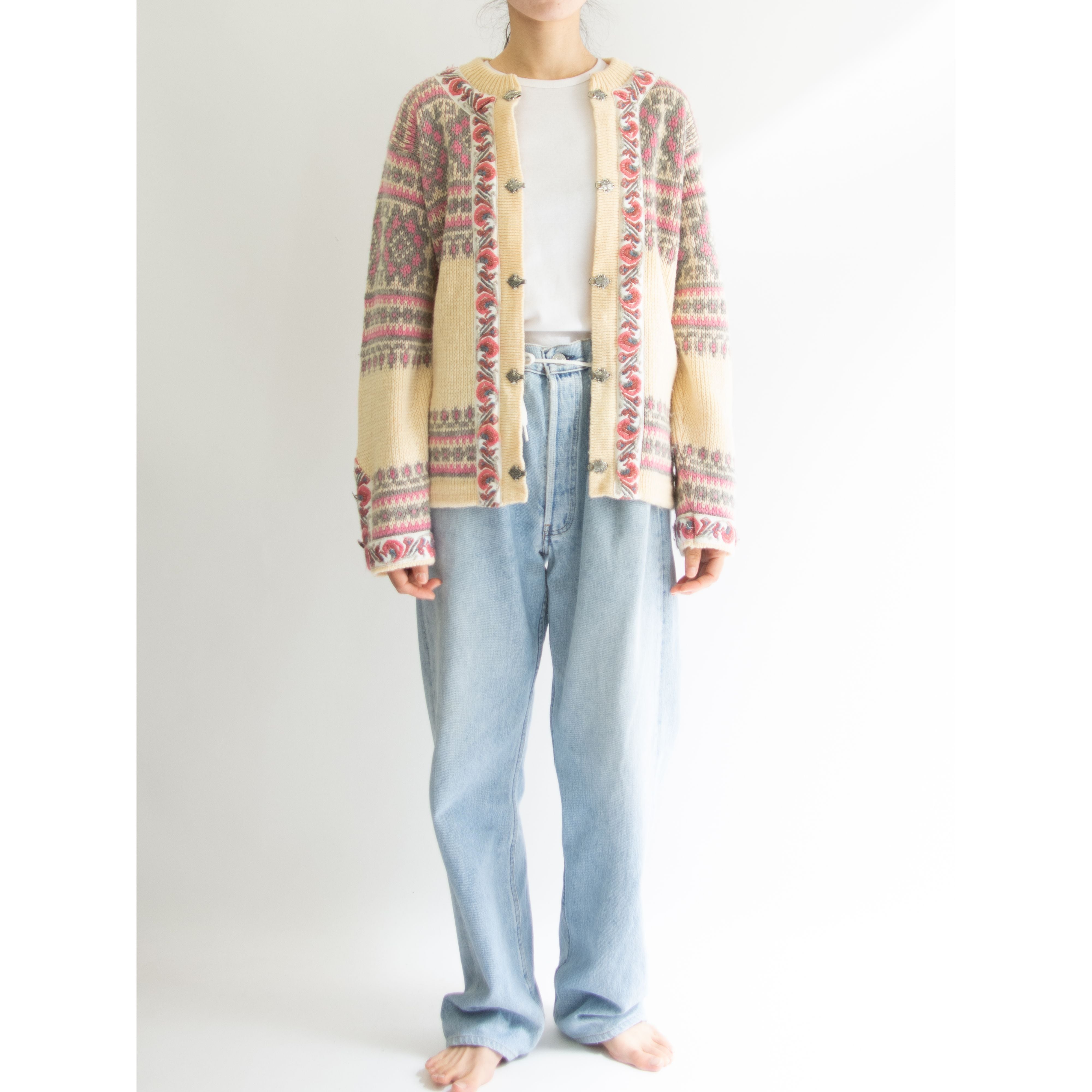 【Unknown Brand】Wool Nordic Cardigan（ウールノルディックニットカーディガン チロリアンセーター）