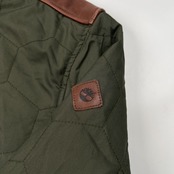 00s Timberland ティンバーランド 本革 レザー 切替 キルティング ジャケット サイズ S /メンズ/カーキ/オールド