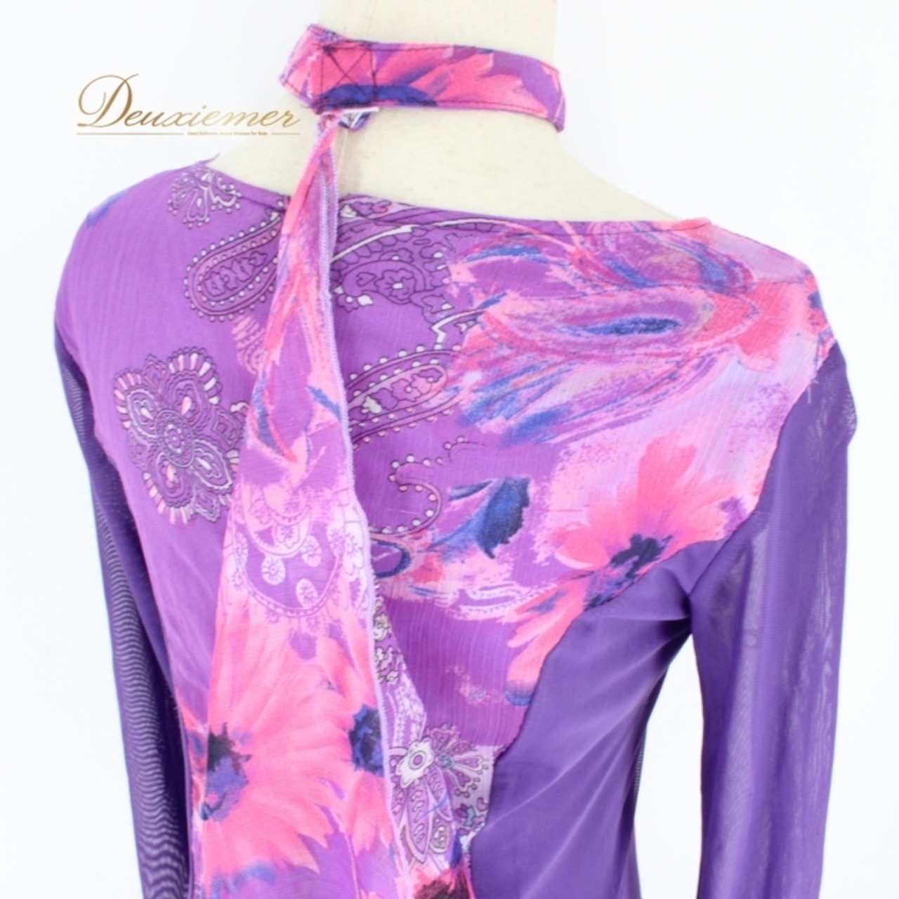 社交ダンス 衣装 スタンダード ドレス ワンピース パーティドレス ラインストーン ICHIOKU イチオク 紫 パープル系 フロート 長袖 花柄 社交ダンス衣装 パーティードレス 舞台衣装 光沢素材 二重スカート 軽やか シルエット ラインストーン付き フロートデザイン 機能性ドレス 可愛いデザイン 花柄プリント 衣装サイズ 美しいカラー ダンス用ドレス 華やか レディース 柔らかい素材 年齢問わず ディスコ衣装 競技用ドレス