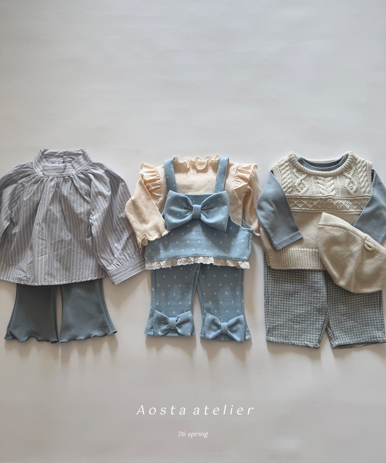 【Aosta】チノパンツ2026S／ブルーチェック（70~110cm） - 8