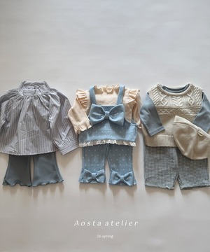 【Aosta】チノパンツ2026S／ブルーチェック（70~110cm）