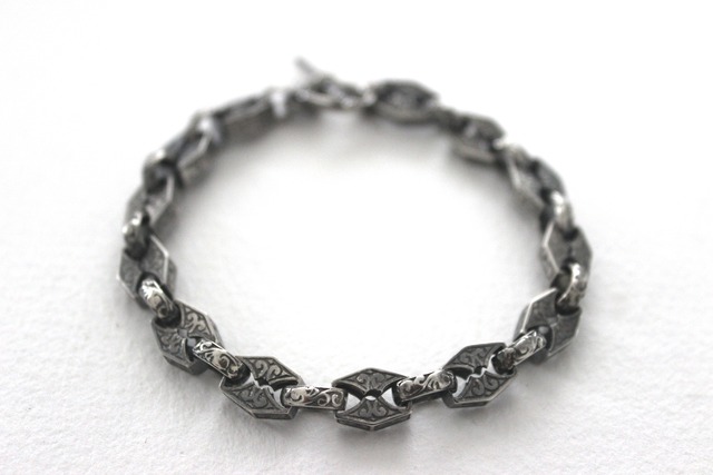 Engraved Link Chain & T-bar Bracelet