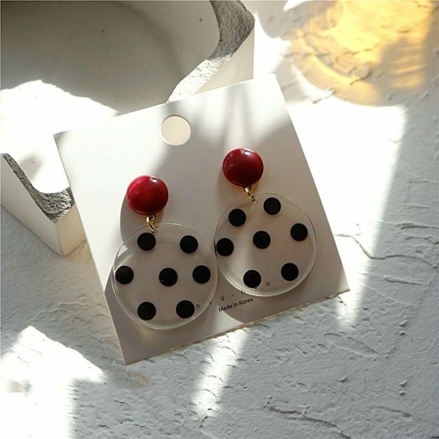 clear polka dot earrings J00048