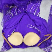 社交ダンス 衣装 スタンダード ドレス スタンダードドレス ワンピース 紫 フロート レース フリル パープル系 デモ 競技 ダンス パーティ 発表会 リボン 高級感 豪華 スカート 可愛い デザイン おしゃれ アクセサリー レディース 競技会