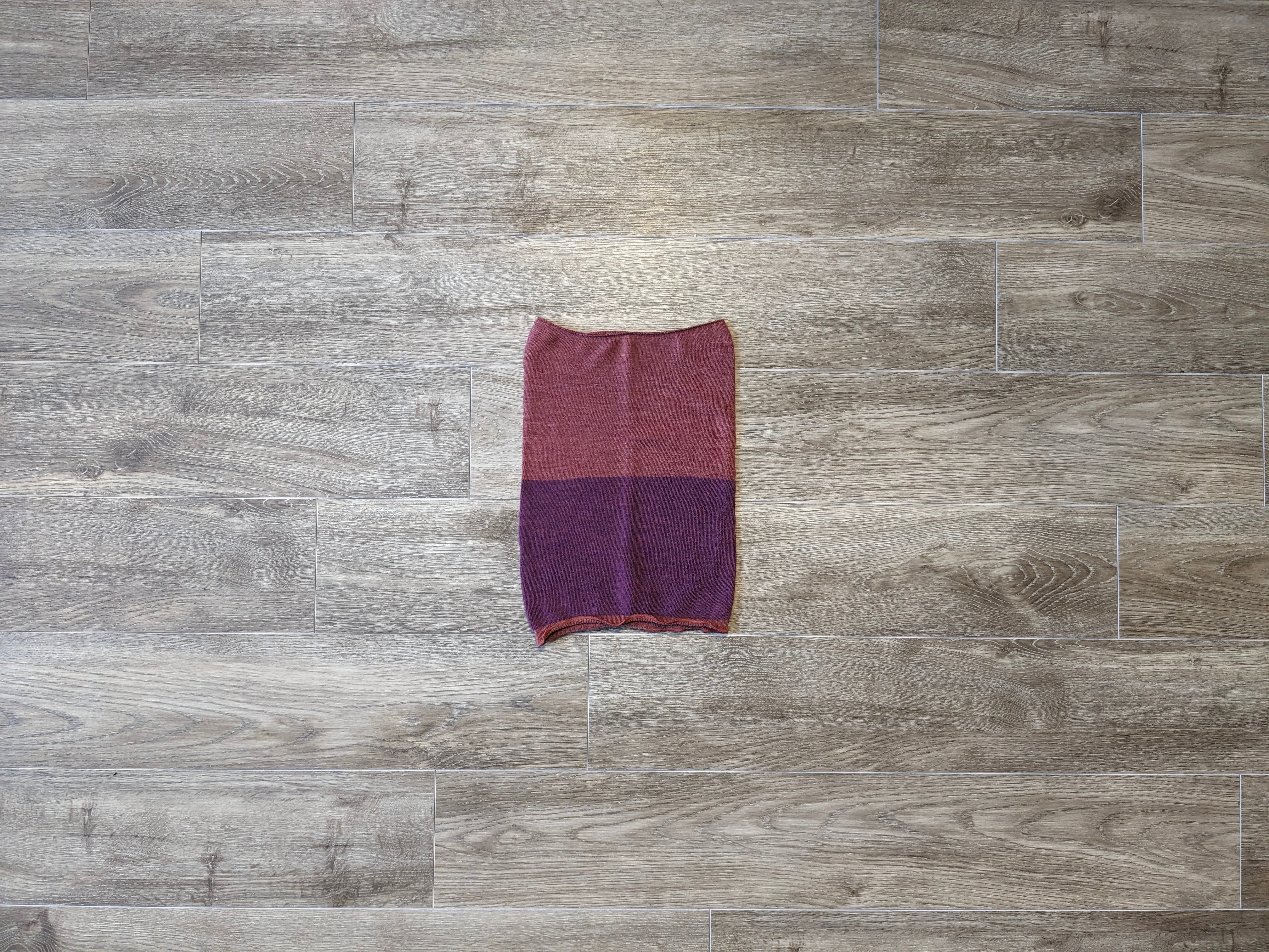 YAMAtune メリノメランジ バイカラーハラマキ ストロングオレンジ×ワインレッド