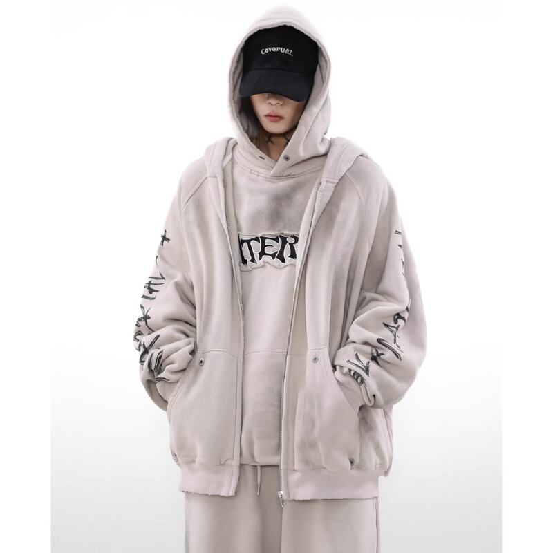 アシッドウォッシュ セットアップジップパーカー