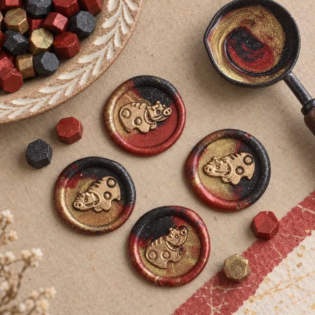 【19日23:59まで】Wax seal stamp│赤べこ【15mm】