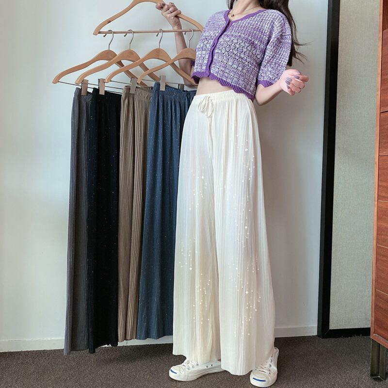 パンツ スプリングルーズ薄手ワイドレッグマルチカラーカジュアルレディース 春物 ワイドパンツ 試着室59482768381