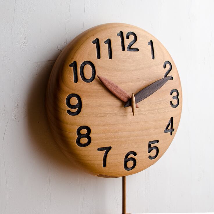 FishCat】サクラの手作り木製振り子時計 25㎝ | アート＆てづくり