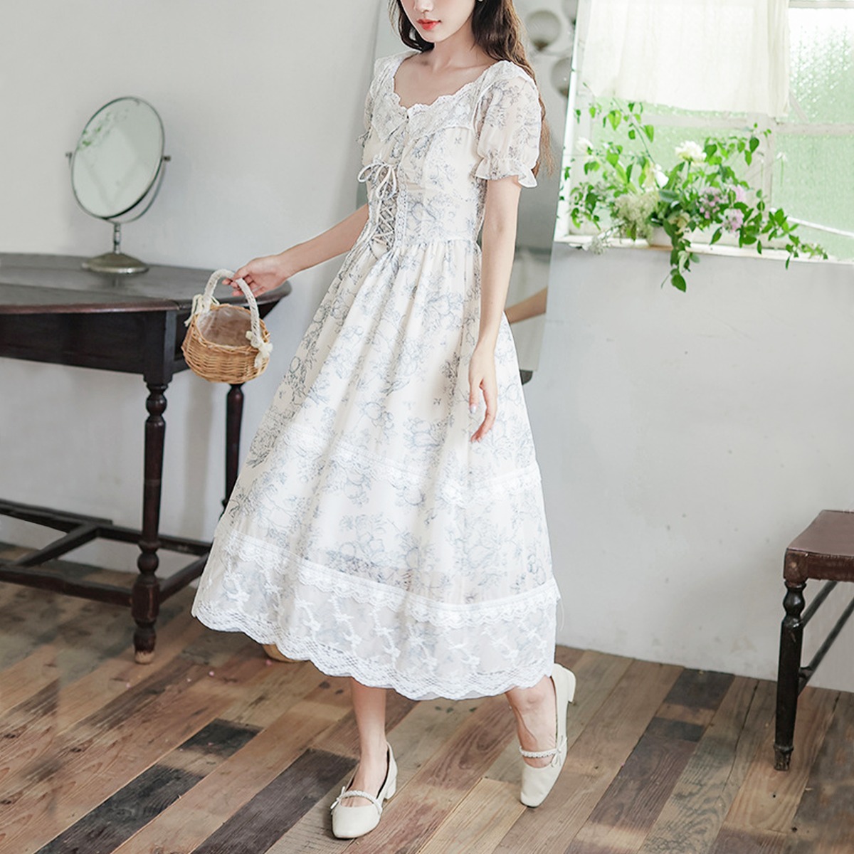 コルセット風お嬢様のサマーロングワンピース | chère moi《シェルモワ