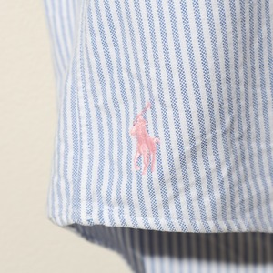 美品 L 90s The Big Shirt ビッグシャツ Ralph Lauren オックスフォードシャツ キャンディストライプ 長袖 ボタンダウン