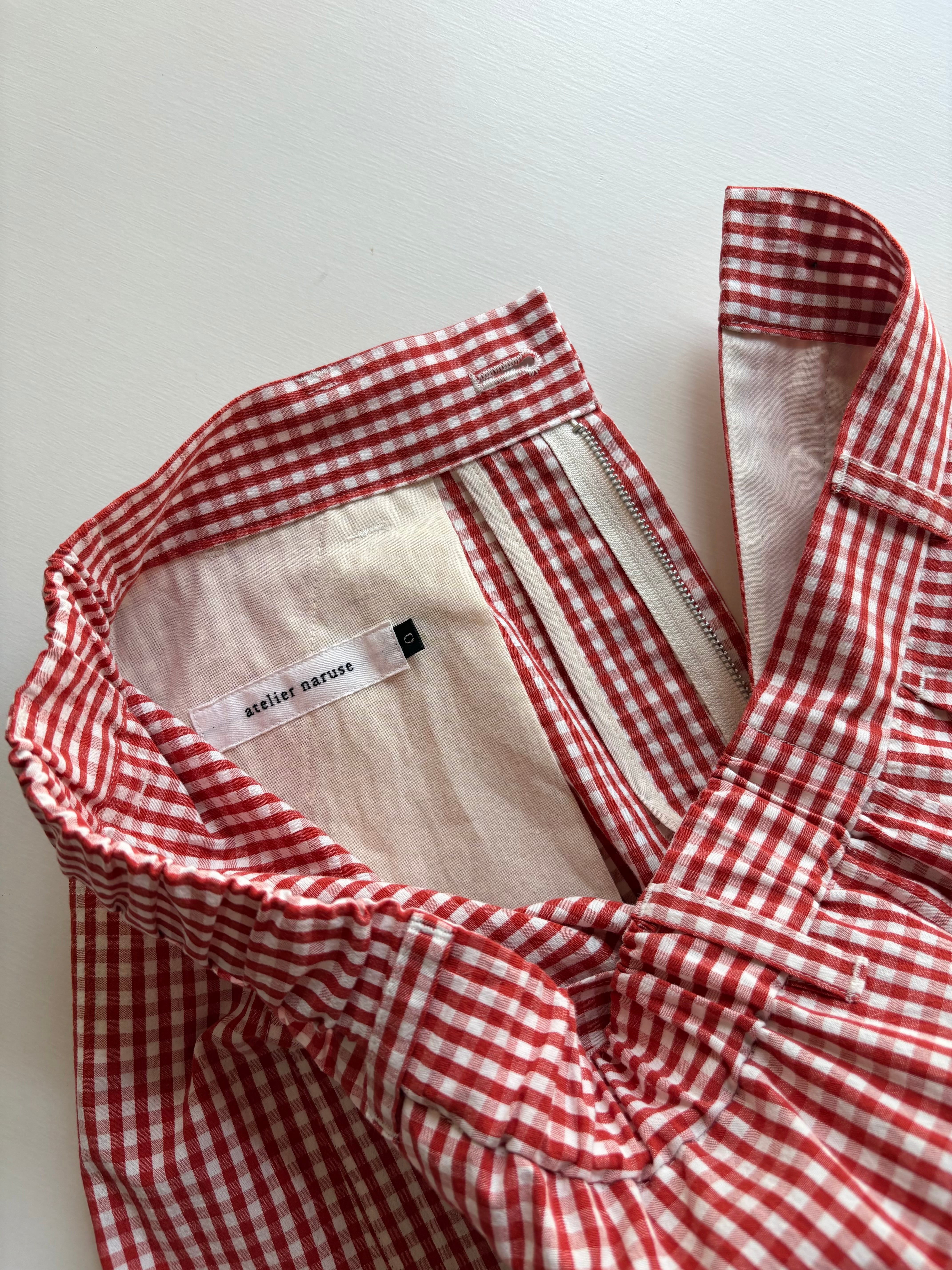 atelier naruse】cotton tuck pants ~ gingham check ~ ［na-f05115_B