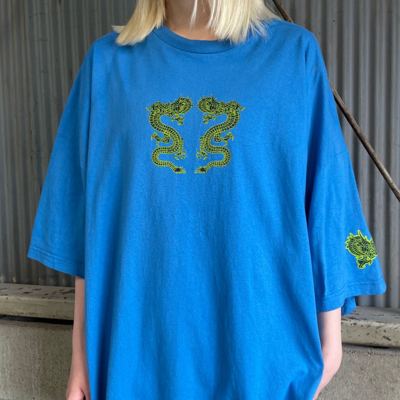 ビッグサイズ 00年代 no boundaries 龍 両面プリント Tシャツ メンズ 
