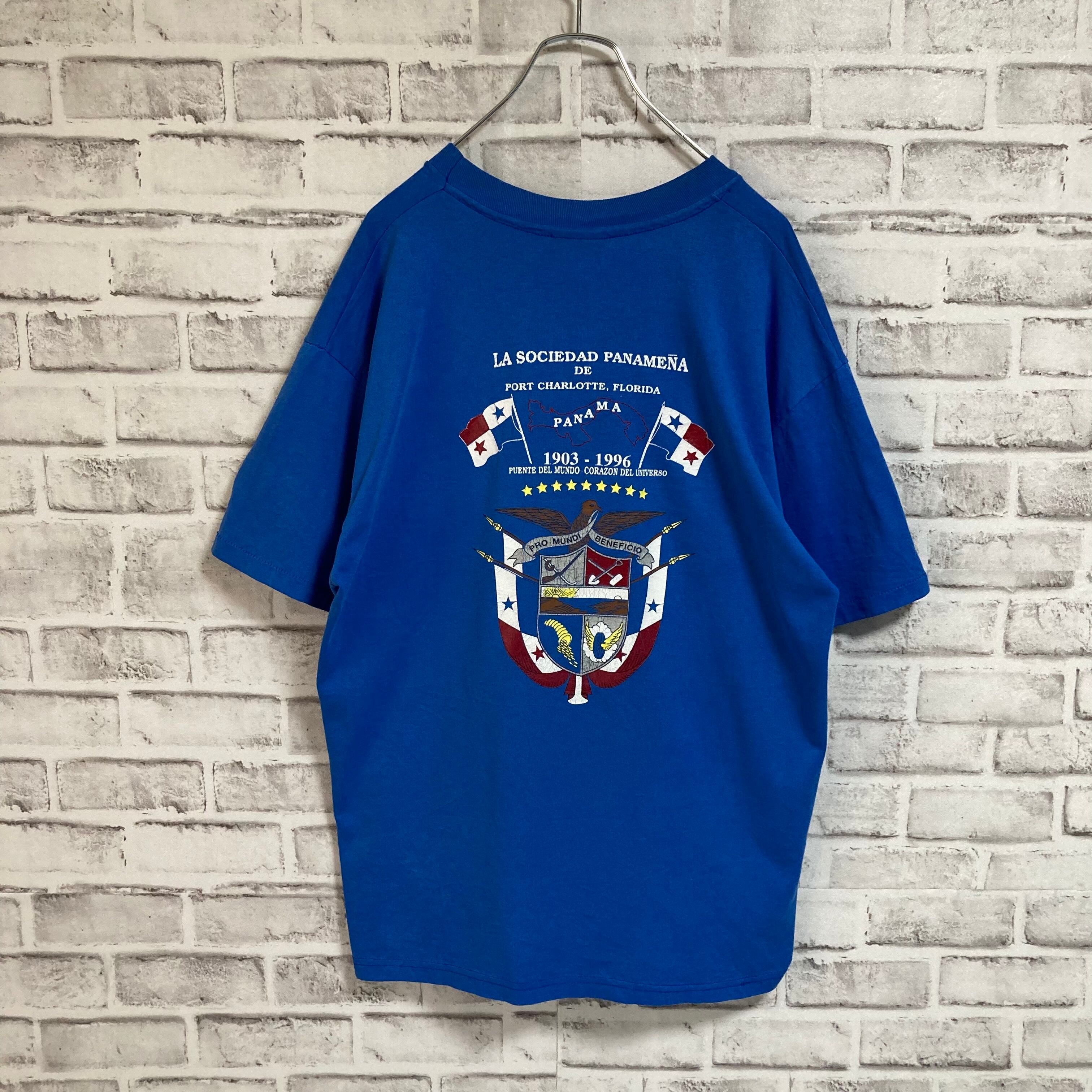 【Hanes】S/S Tee L 90s vintage “PANAMA PORT CHARLOTTE” ヘインズ バックプリント 両面プリント  Tシャツ シングルステッチ パナマ協会 アメリカ USA 古着