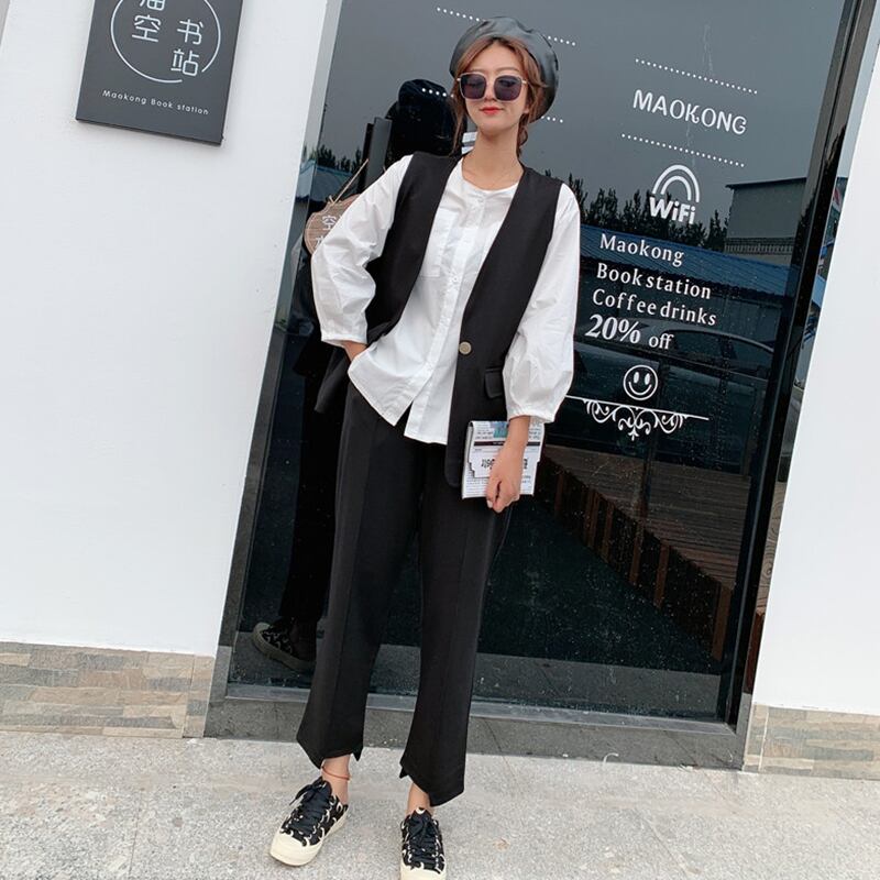 プラスサイズの女性の2020年秋の新しいファットシスターファッショナブルなシャツカバー肉ワイドレッグパンツスリーピーススーツトレンディで薄い ミックスインファッション97058383030