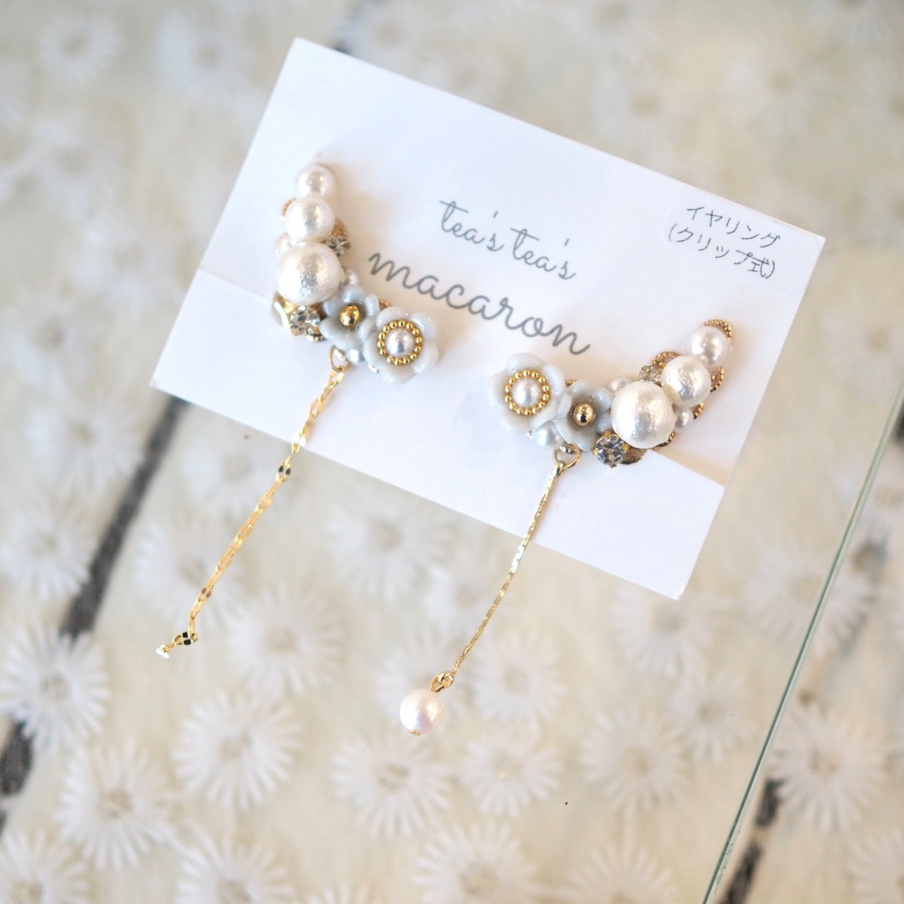 【オンライン限定】シンメトリーイヤーカフセット ピアス/イヤリング お花 水色 淡水パール