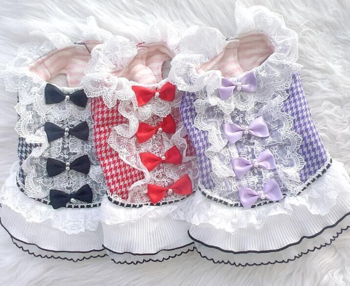 《予約》№3101849 チュールフリル 千鳥柄ワンピース