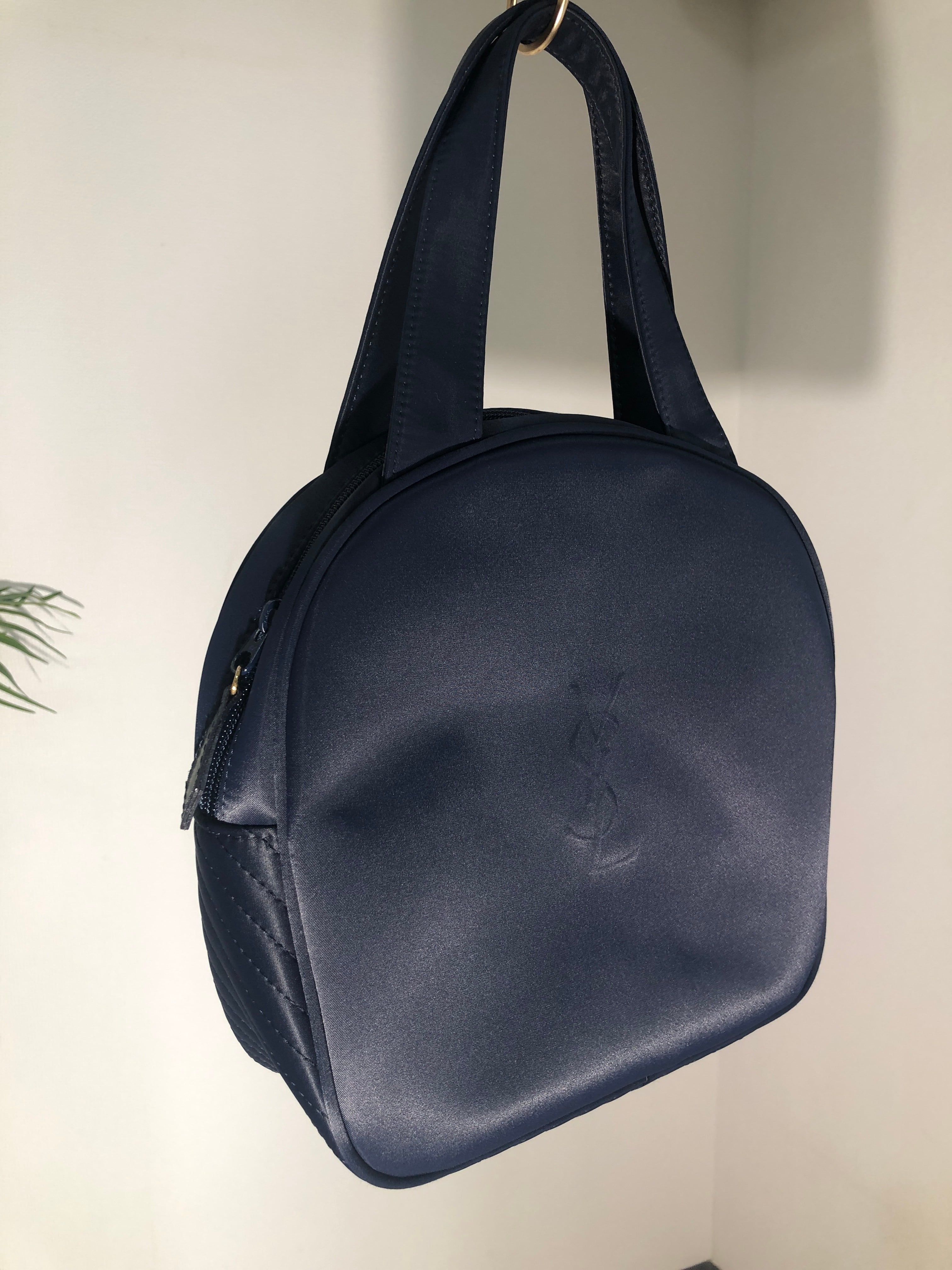 Yves Saint Laurent イヴ・サンローラン YSLロゴ ナイロン ハンドバッグ ネイビー vintage ヴィンテージ オールド gvphdw