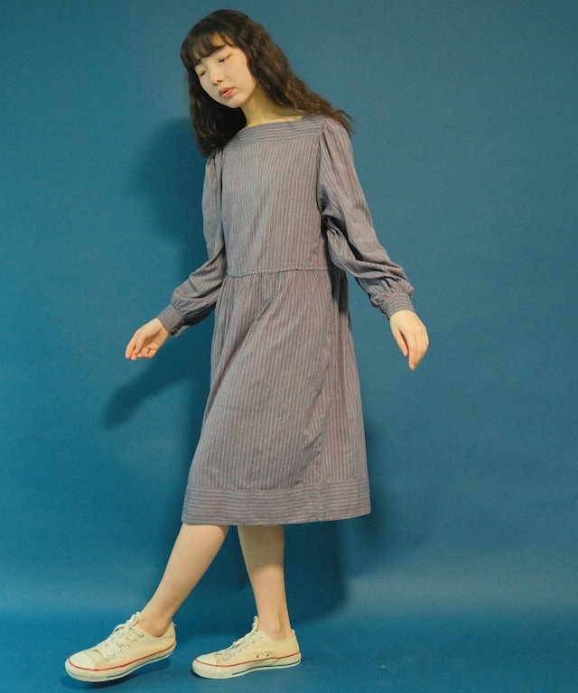 【送料無料】1970's-1980's "Adini" cotton striped smock dress