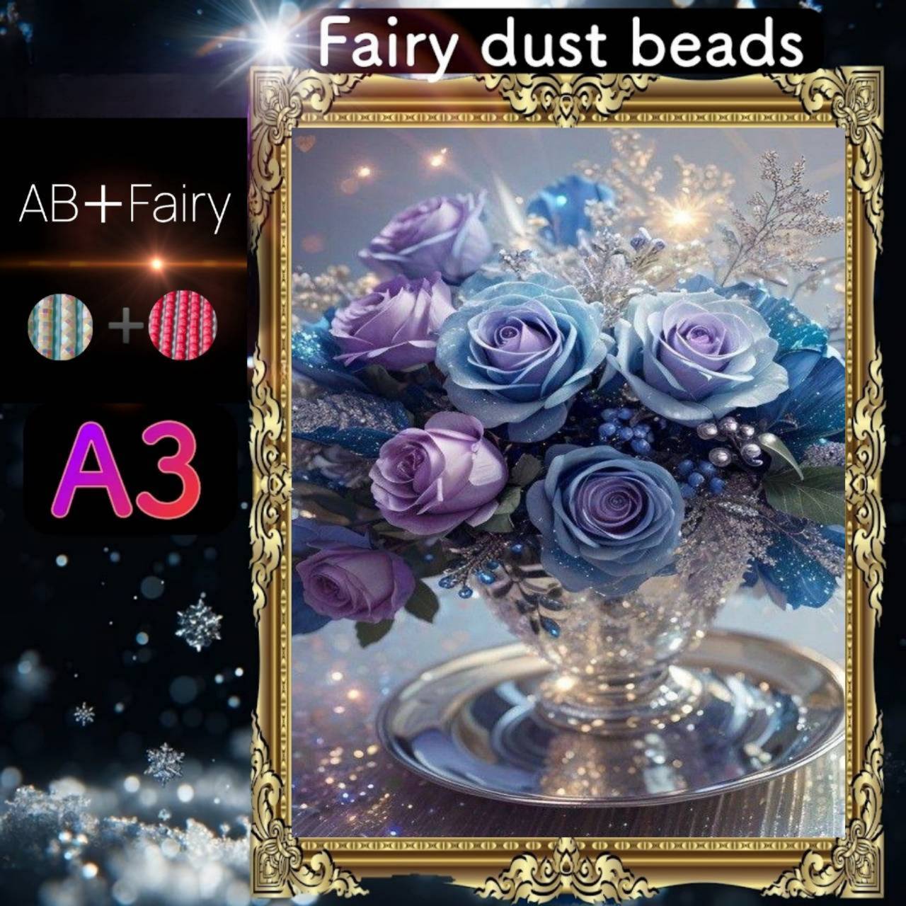 AB(オーロラ)+fairy各3色入り!四角ビーズ AB+fairy70ダイヤモンドアート