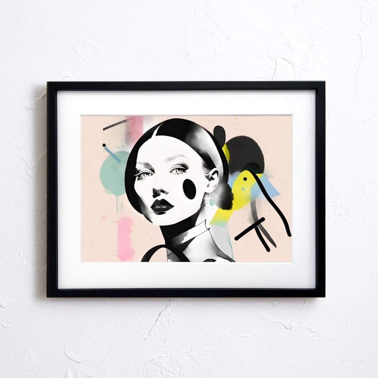 Festive｜女性のまなざしをくすみカラーで描くファッションイラストアートポスター｜北欧・モダン・ホテルライクに映える抽象インテリアA3ポスター