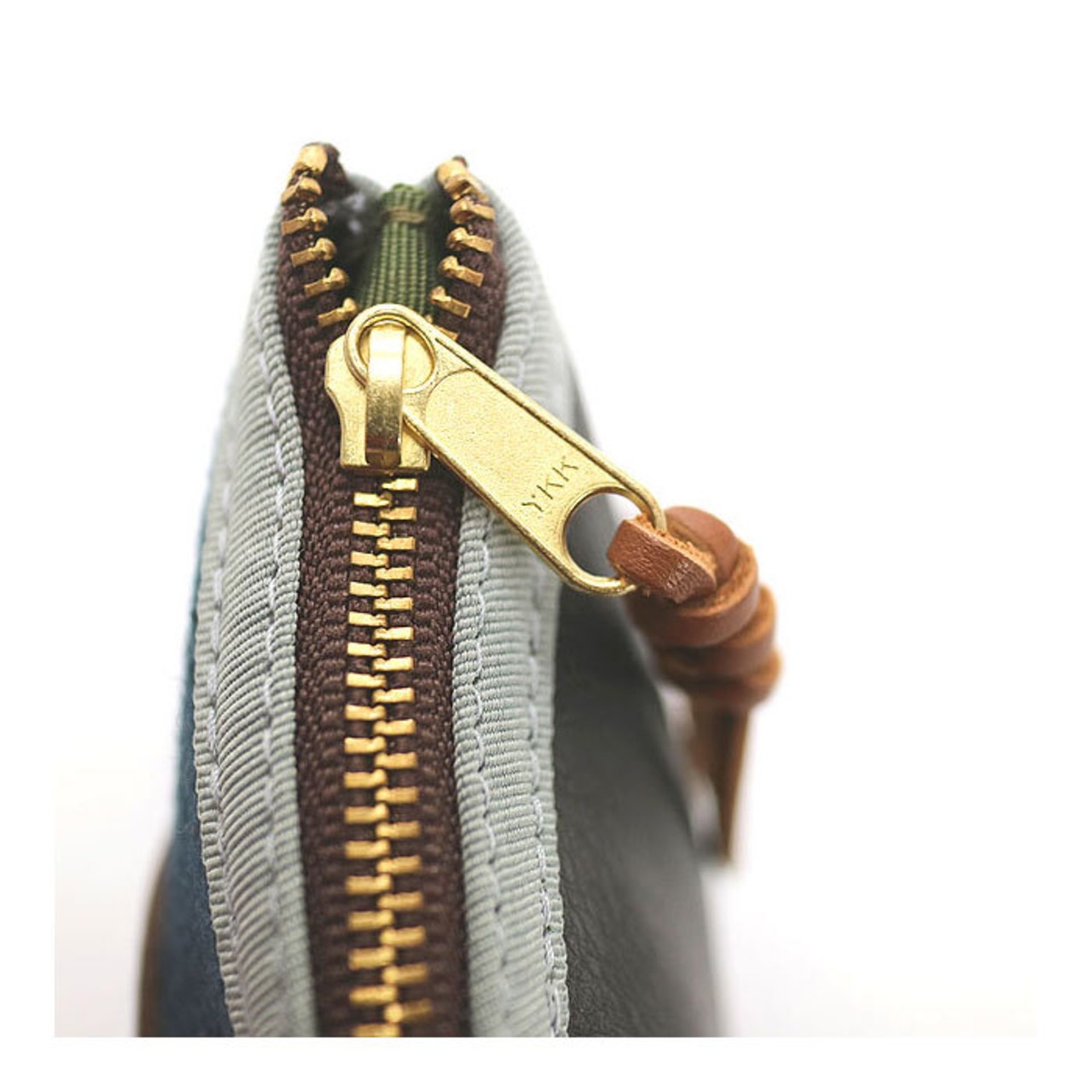 ポケット財布 / Harf & Harf knife-shape pocket wallet /ネイビー ＆ ダークブラウン レザー