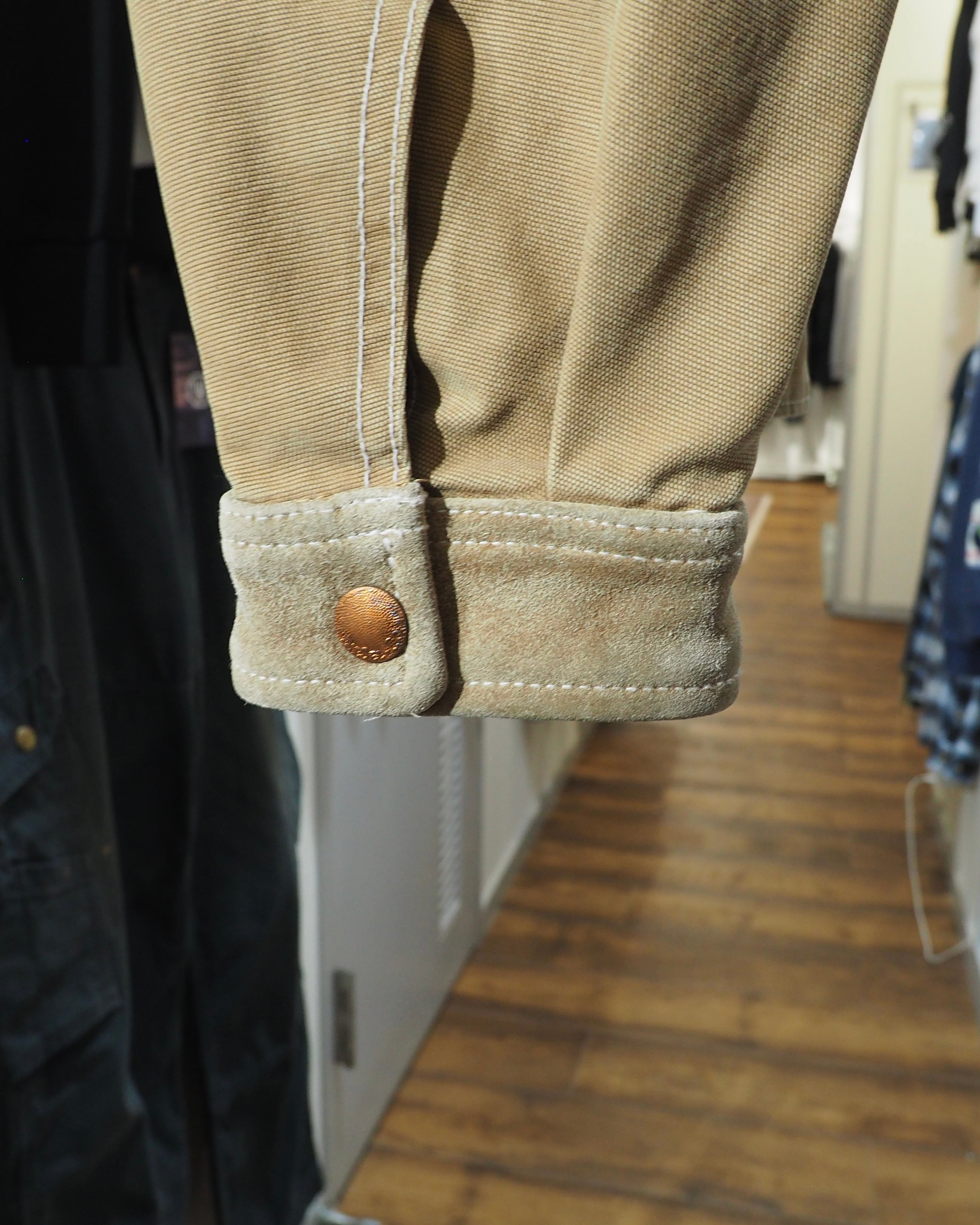 " DIESEL " Suede Leather Switching Cotton Duck Work Jacket