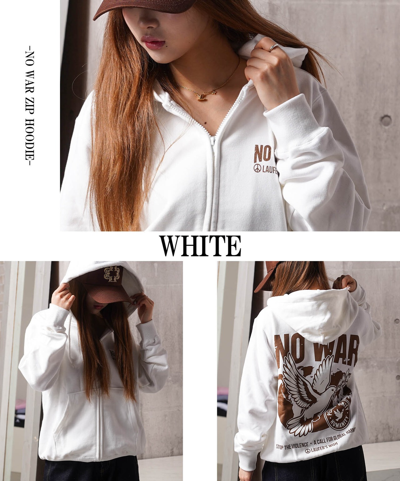 ◆NO WAR ZIP HOODIE◆lf-26601