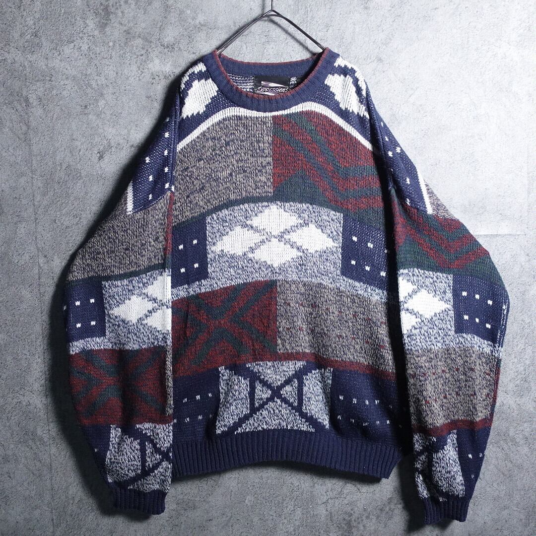 Multicolor panel pattern design knit