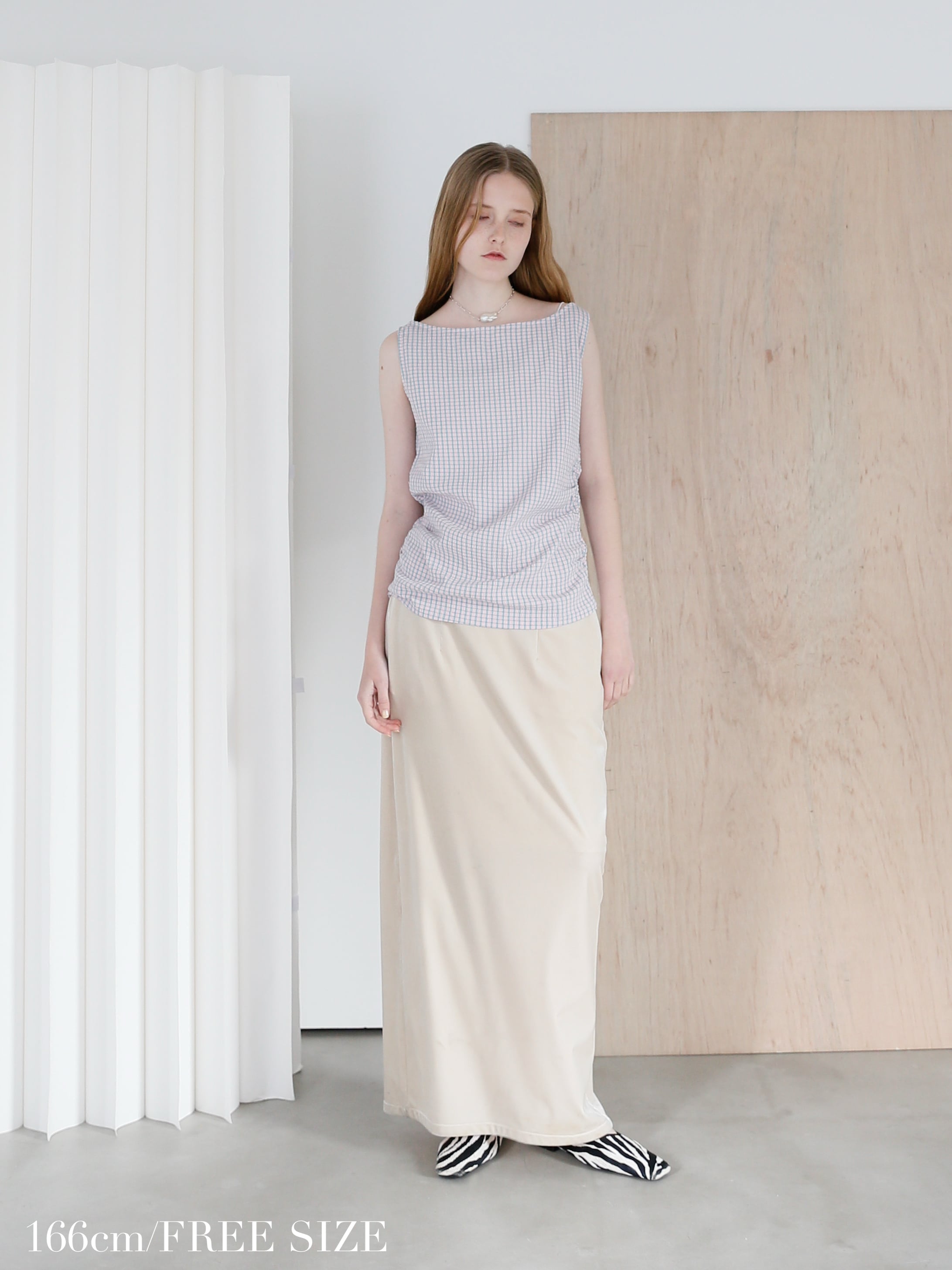 KATRIN TOKYO ボートネックチェックトップスM ピンク boat neck check tops | Katrin TOKYO