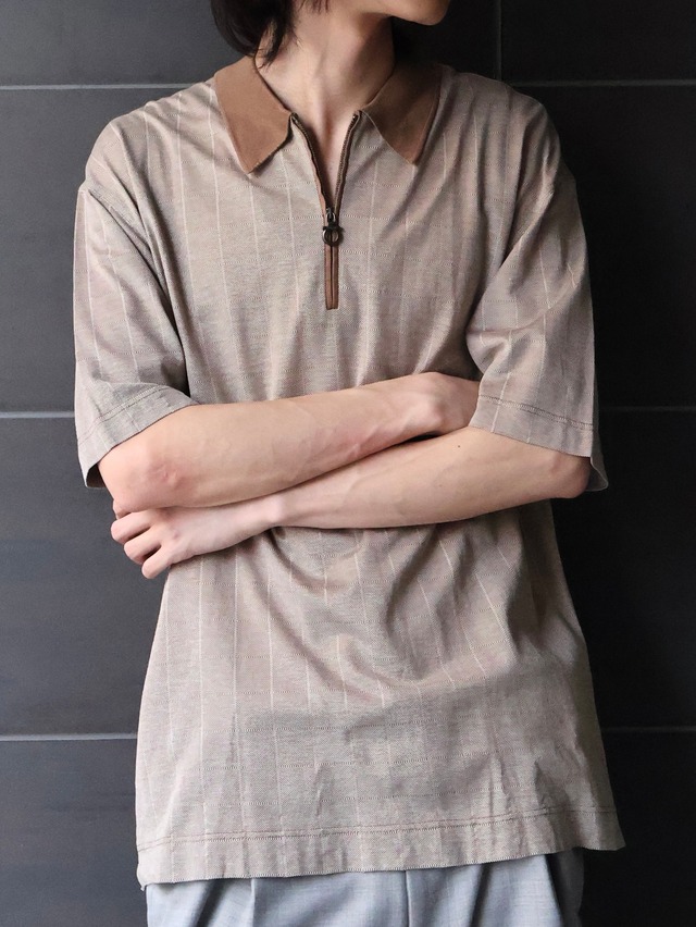 【salvatore ferragamo】coloring half zip polo shirt