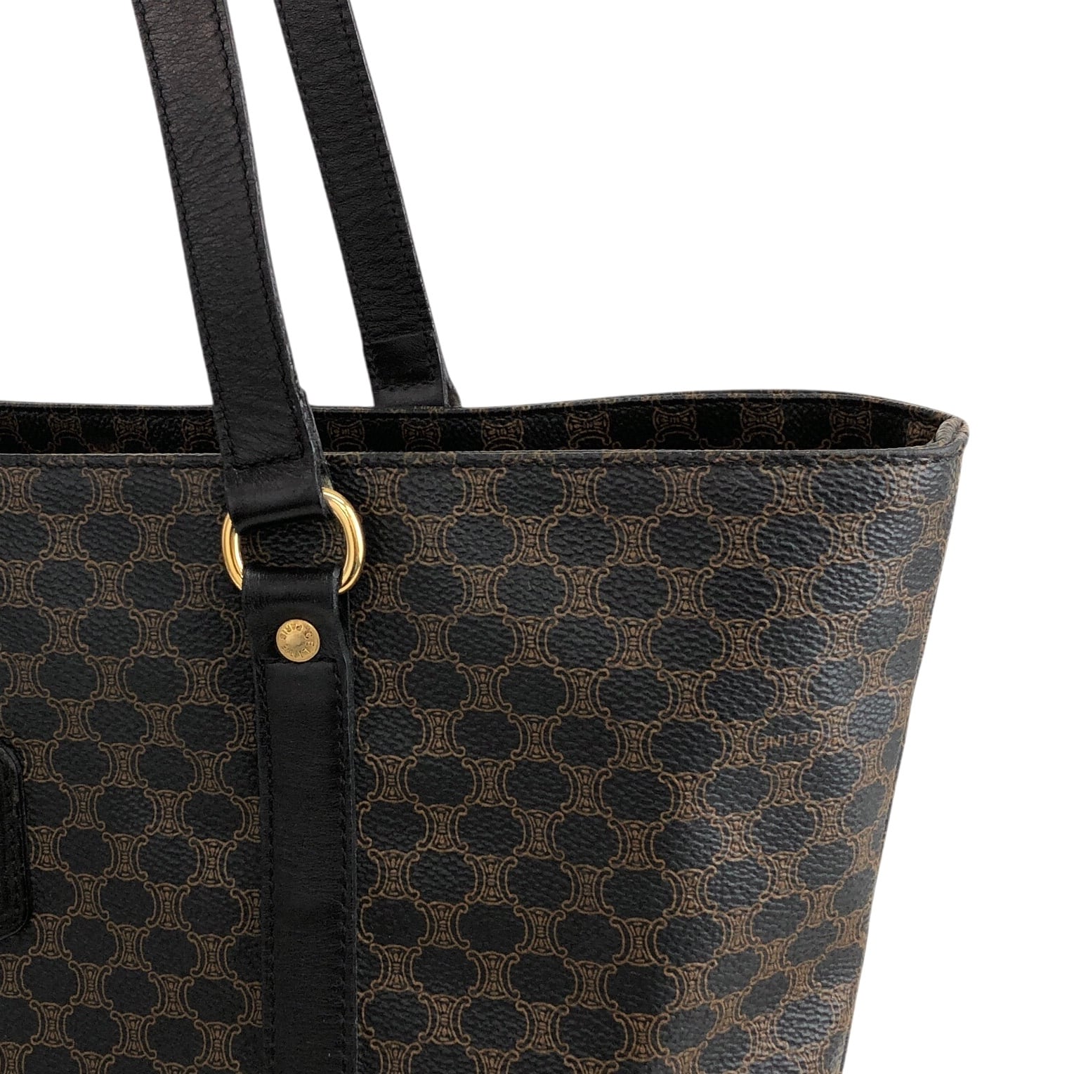 CELINE セリーヌ マカダム ショルダーバッグ ブラック ブラゾン型押し